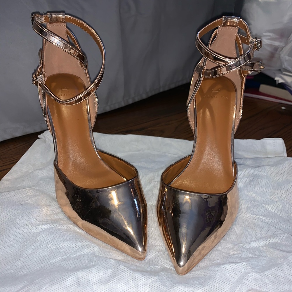 H by Halston Rose Gold Metallic Heels